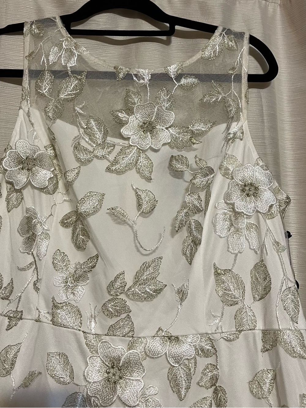NWT Adrianna Papell Floral Embroidery Fit & Flare Ivory Midi Dress Size 12 - Picture 6 of 7